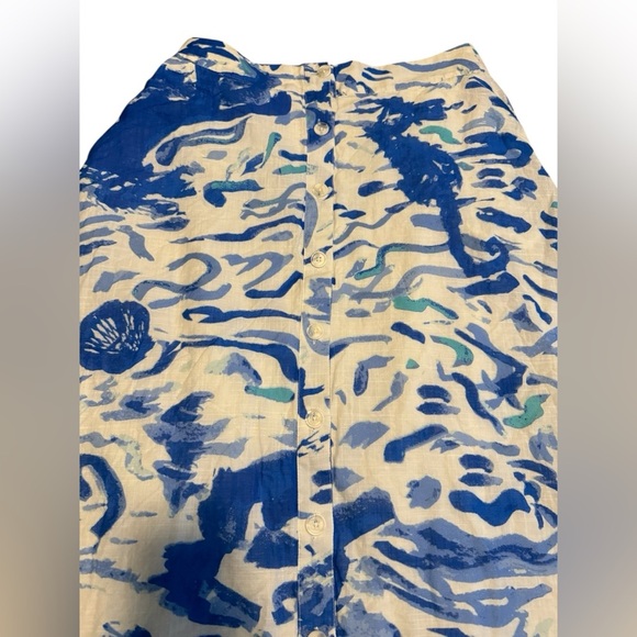 Anthropologie Maeve A-Line Printed Maxi Skirt SIZE 12  Blue Abstract - Picture 7 of 12